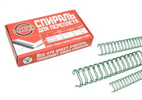 Спираль для переплёта в нарезке 3/8, d9,5 мм, шаг 3:1, ЗЕЛЕНЫЙ