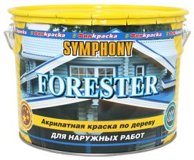 Краска для Деревянных Фасадов Финкраска Symphony Forester 1л Акрилатная, Шелковисто-Матовая для Наружных Работ / Симфония Форестер