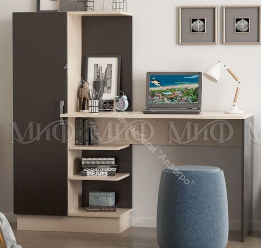 Стол компьютерный №1 Дуб Белёный, Венге