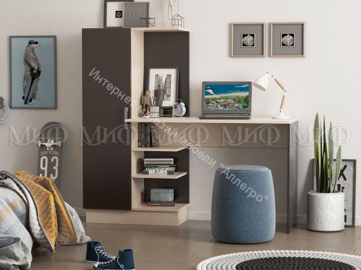 Стол компьютерный №1 Дуб Белёный, Венге