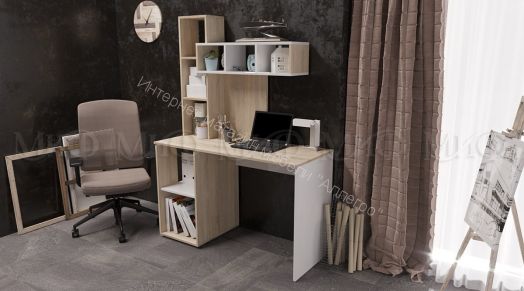 Стол компьютерный №4 Белый, Дуб Сонома