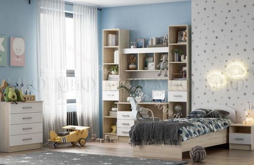 Надстройка для стола Мартина ЛДСП Белый глянец, Дуб Сонома