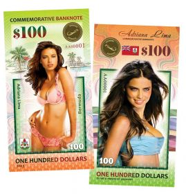 100 долларов 2023 Бермуды — Адриана Лима. Adriana Lima. Bermuda.UNC (БМ) Oz Ali Msh ЯМ