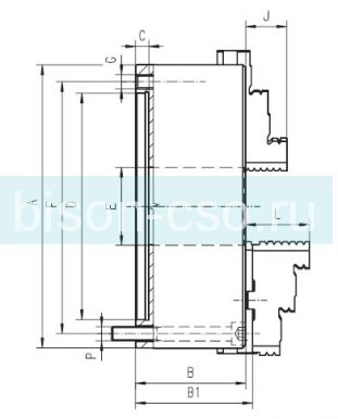 Токарный патрон Польша BISON 3674-125 DIN 6351 крепление со стороны кулачков