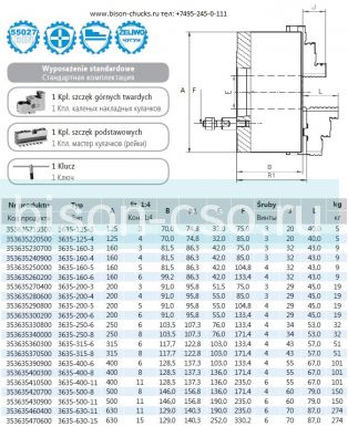 Патрон токарный 3635-160/5 БИЗОН Польша DIN 55027 на конус
