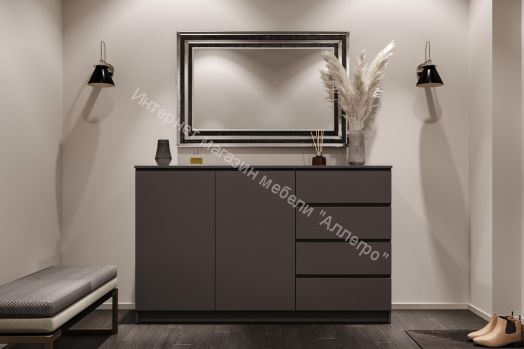 Комод "Мори" МК1600.1  2 двери, 4 ящика Графит