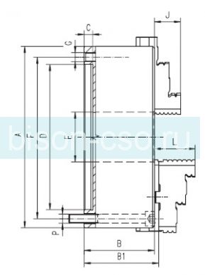Токарный патрон Польша BISON 3775-630 DIN 6351 крепление со стороны кулачков
