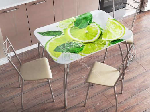 Стол обеденный прямоугольный 1000*670 фотопечать Персик