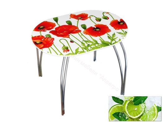 Стол обеденный овальный 1000*670 фотопечать Лайм