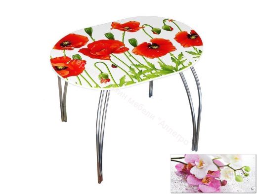 Стол обеденный овальный 1000*670 фотопечать Орхидея Сиреневая