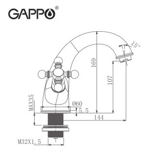 Klassik tülpan smesiteli GAPPO G1089-6 qızılı ölçüləri