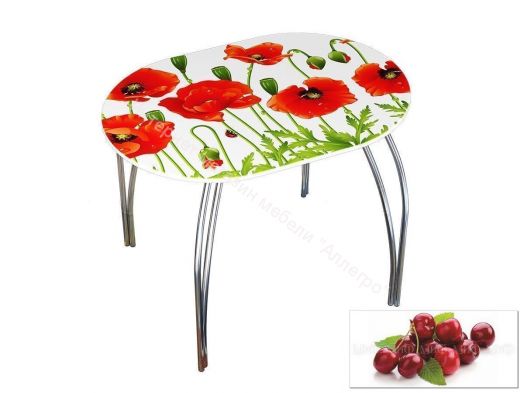 Стол обеденный овальный 1000*670 фотопечать Вишня