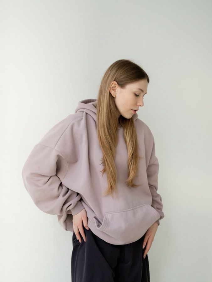 Худи оверсайз с начесом туман