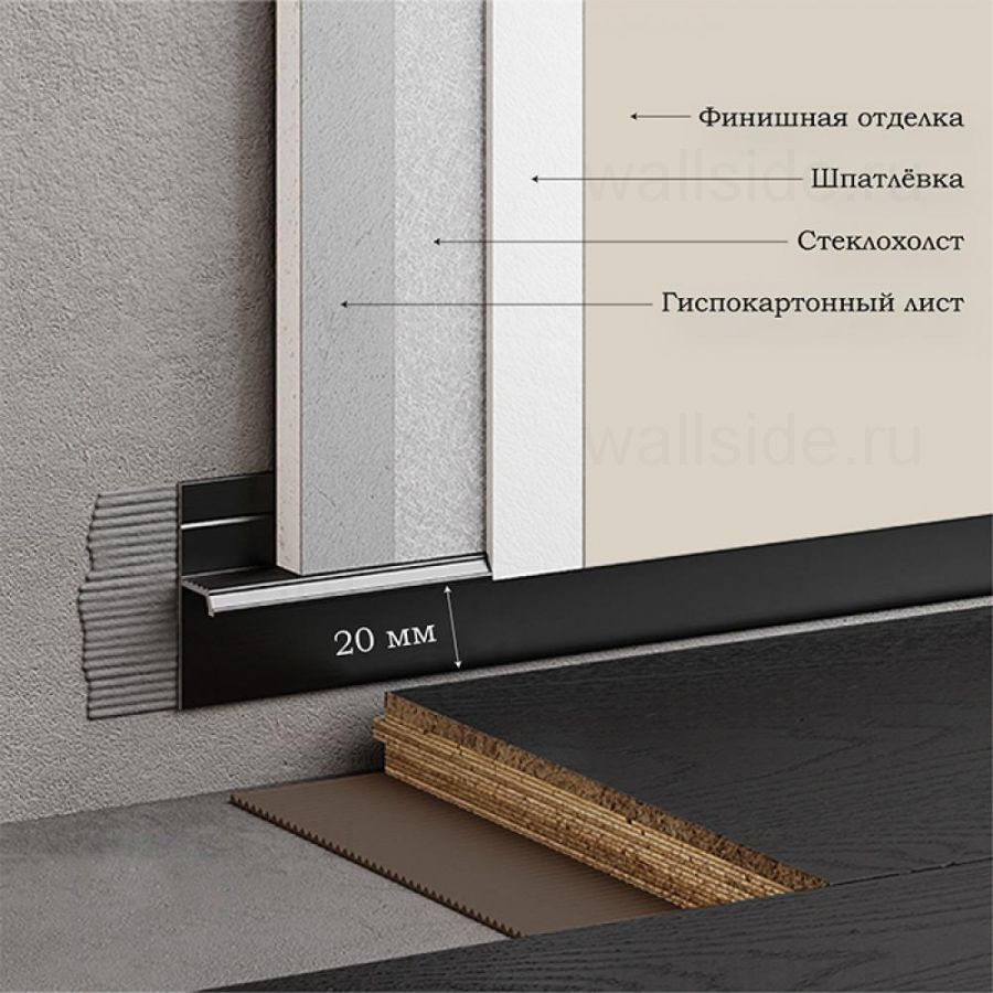 Теневой плинтус FD-04 чёрный