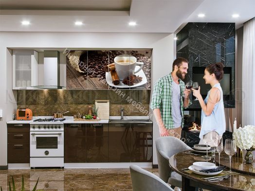 Кухня "Кофе" 2000 мм (Фотопечать)