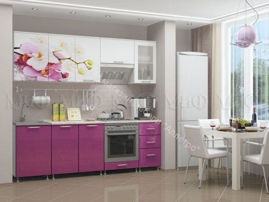 Кухня "Орхидея Сиреневая" 1,6; 1,7; 1,8 м (Фотопечать)