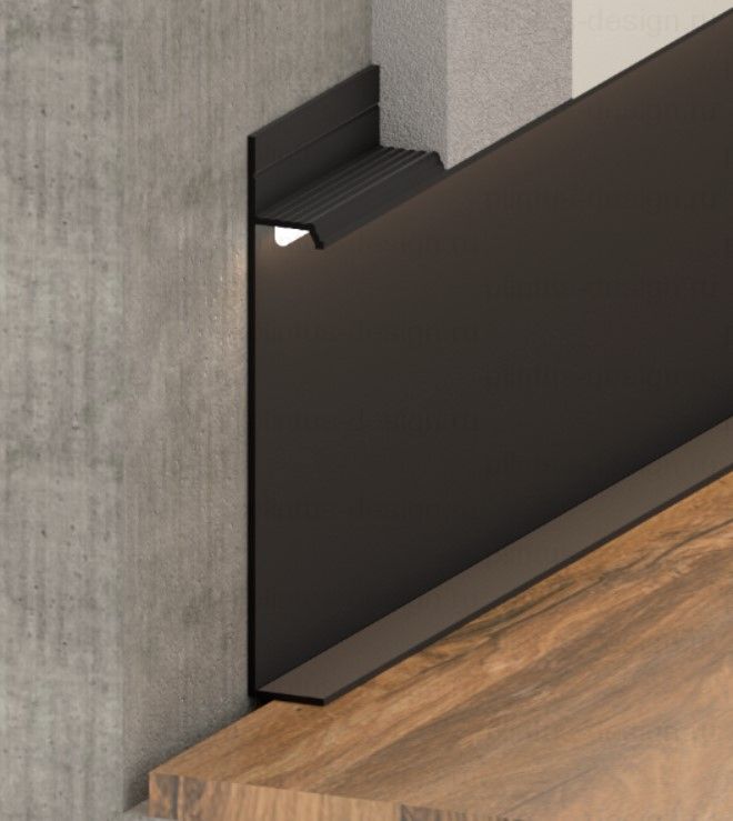 Плинтус скрытого монтажа Pro Design Universal 235 чёрный муар