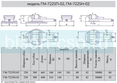 Тиски станочные неповоротные ГМ-7225Н-02 (7200-0224) 250мм