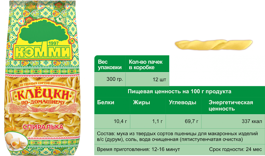 КЭММИ Клецки яичные СПИРАЛЬКА 300 г