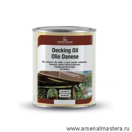 Масло датское Decking Oil 1 л для террас цвет 632 Темный орех для наружных работ Borma 4971IL-DS632