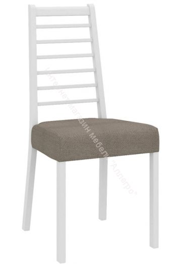 Стул мягкий Ника 2, Белый матовый, ткань №178 (полоса серо-коричневая)