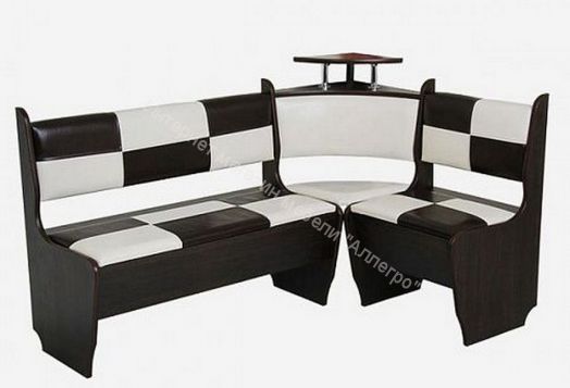 Кухонный уголок (скамья) Домино стандарт, черно-белый/венге