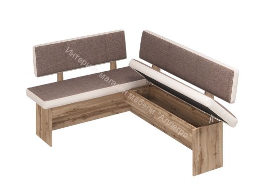 Кухонный уголок Парма белый, кожзам бежевый/рогожка коричневый