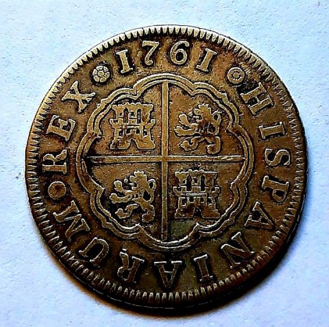 2 реала 1761 Испания AUNC Редкость
