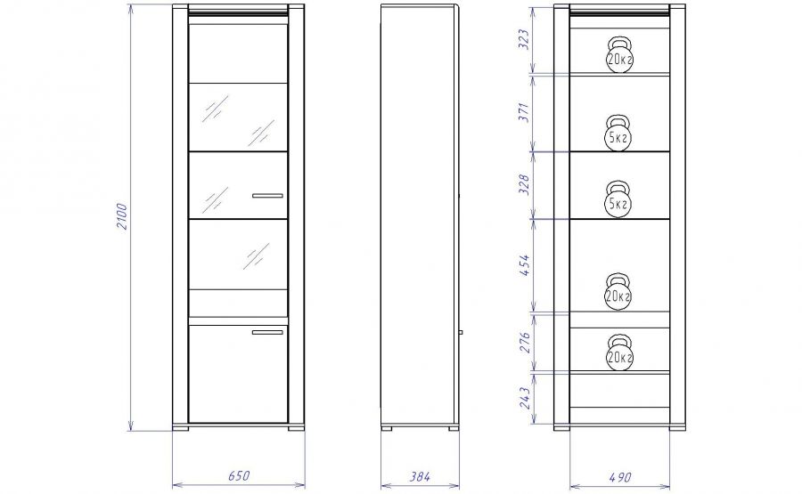 Б-2 шкаф со стеклом "Бруна"