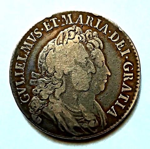 1/2 кроны 1691 Англия Великобритания XF Редкость