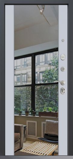 Входная дверь Command Doors Графика Зеркало Белый матовый