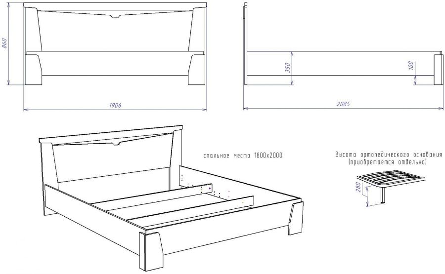 Кровать х1800 NEW "Гарда"