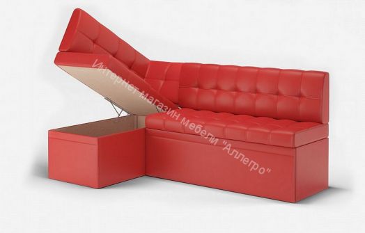 Кухонный диван угловой Остин со спальным местом, Левый Эко кожа Reex Red