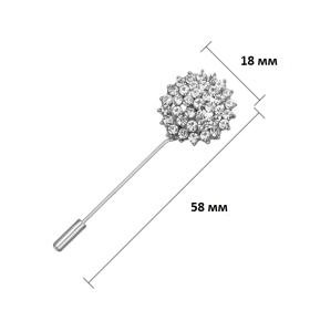 Брошь Булавка (игла) для кардигана/ шляпная с кристаллами 58 мм  Серебро (FSGZ-5818)