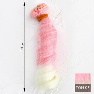 Трессы для создания причеcки куклам Завиток розово-белый - 15 СМ