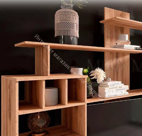 Гостиная "Мини-2" МДФ Графит/Дуб крафт