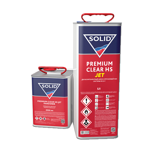 Solid CLASSIC PREMIUM CLEAR HS JET Двухкомпонентный акрил-уретановый лак 2+1 (в комплекте с отвердителем), объем 5л. + 2,5л.
