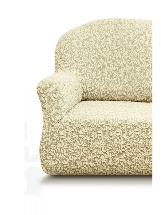 Чехол на 3-х местный диван  без оборки Жаккард Вензель ,Ваниль