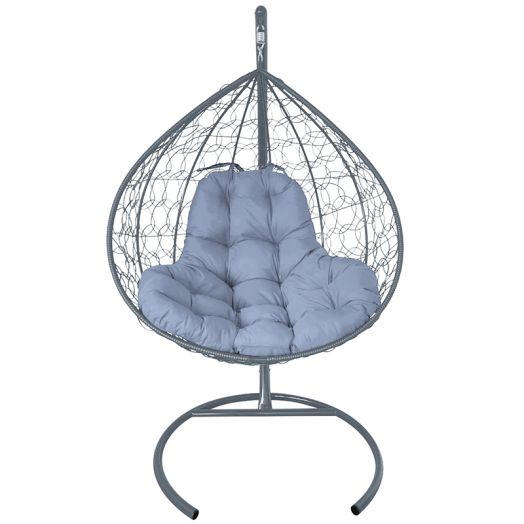 МГКИР-13-09 Подвесное кресло XL с ротангом серое, серая подушка