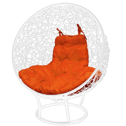 МГКШПР-11-07 Кресло КРУГ на подставке с ротангом белое, оранжевая подушка