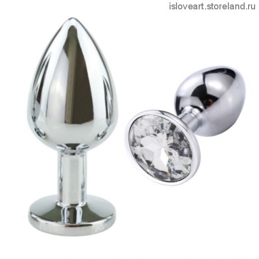 SILVER PLUG LARGE (втулка анальная)  металл L 70 мм, D 27 мм цвет кристалла прозрачный