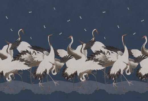 Dancing Cranes, Blue