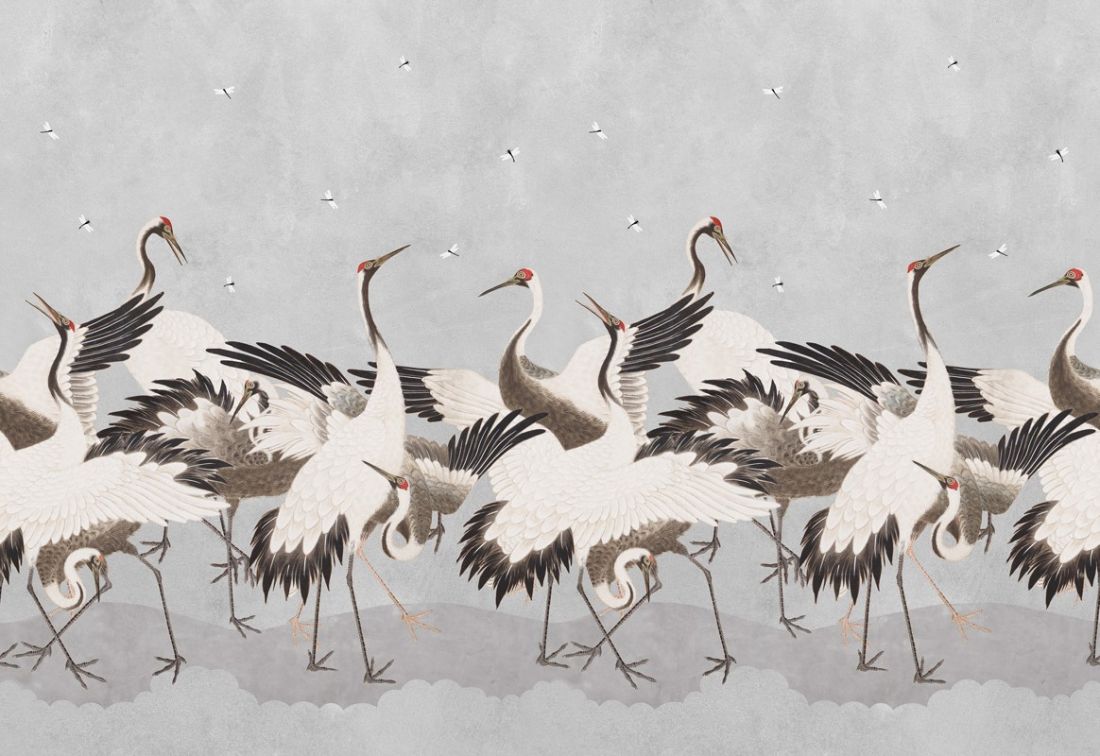 Dancing Cranes, Grey