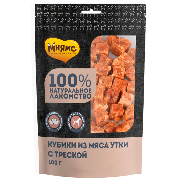 Лакомство для собак Мнямс Кубики из мяса утки c треской 100 гр