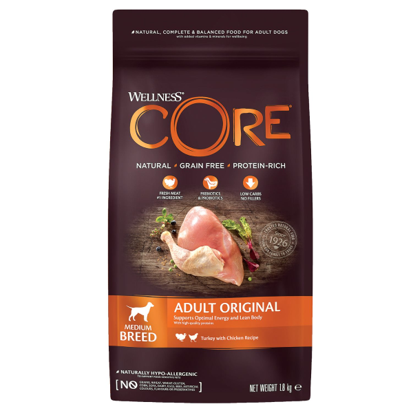 Сухой корм для собак средних пород Core Adult Medium из индейки с курицей