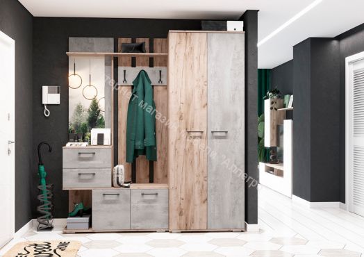 Прихожая "Бостон" ВШ-1 Дуб крафт серый/Бетонный камень