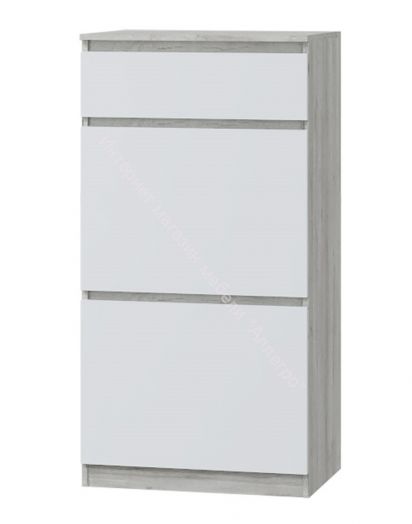 Тумба с дверками и ящиком "Лори" (Дуб серый/Белый)