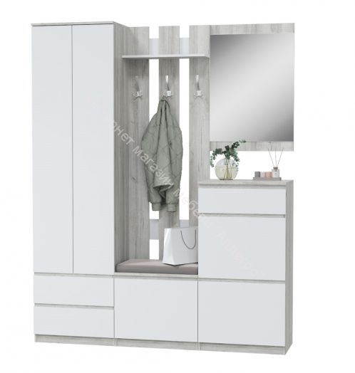 Тумба с дверками и ящиком "Лори" (Дуб серый/Белый)