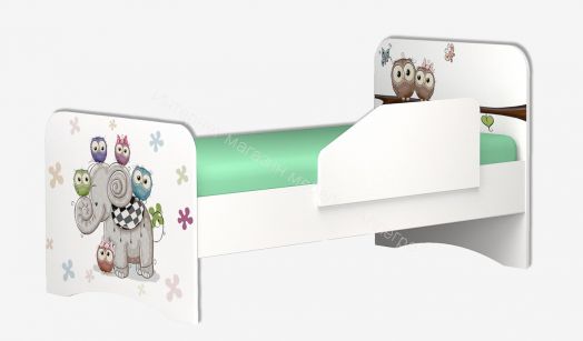 Кровать "Смарти" 800*1600 Белый/Фотопечать совята