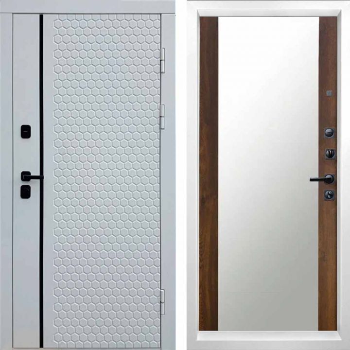 Входная дверь Termo-door SIMPLE WHITE Зеркало дуб